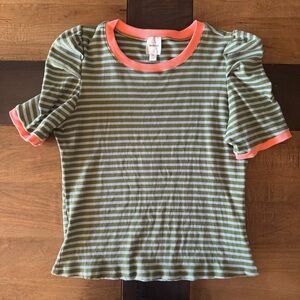 Maeve Puff-Sleeve Striped Top